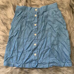 FRNCH Women Button Pocket Midi Skirt, Blue, Size S
